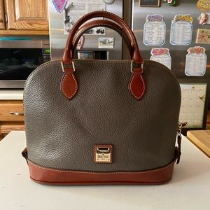 Vintage DB Dome Dark Gray Leather Textured Satchel Tote